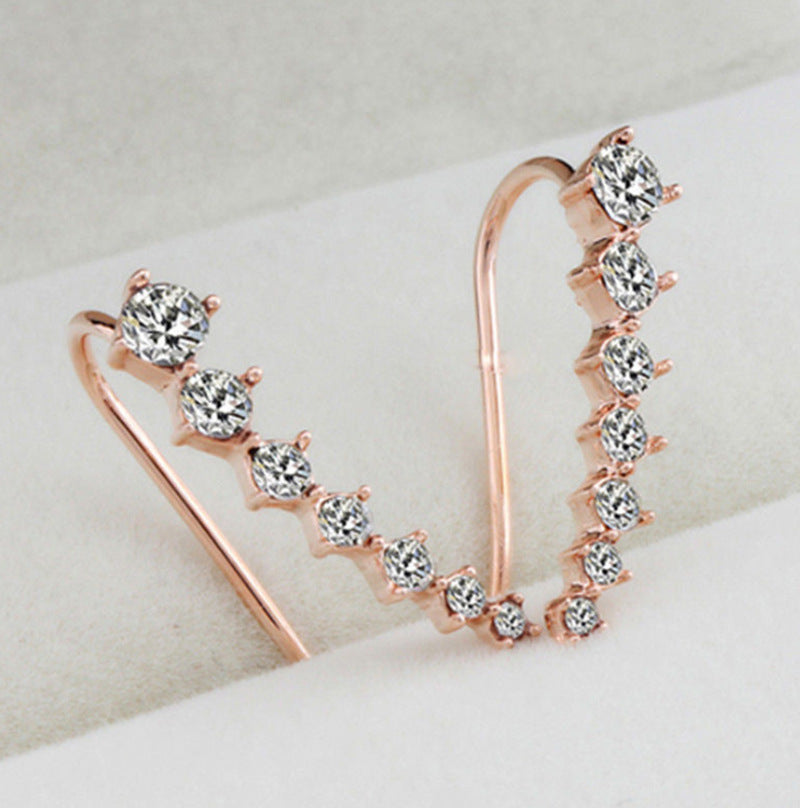 Trendy Row Of Diamond Star Ear Earrings