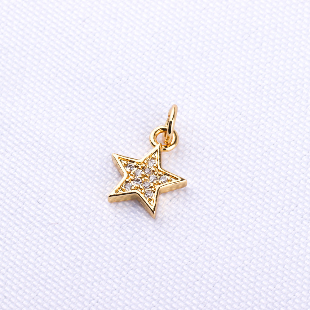 Handmade Five-pointed Star Female Micro Inlaid Zircon Electroplated Brass Necklace