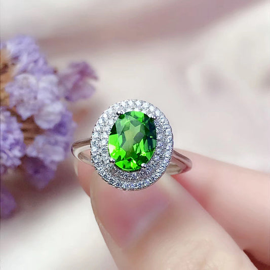 Inlaid Zircon Elegant Emerald Simulation Green Rings