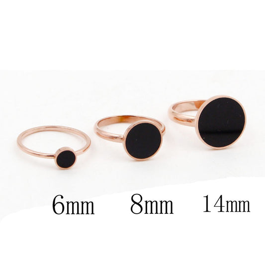 Women's Style Fashionable Black Round Index Finger Titanium Steel Plating Color Rings
