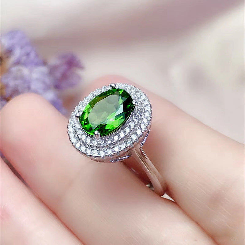 Inlaid Zircon Elegant Emerald Simulation Green Rings