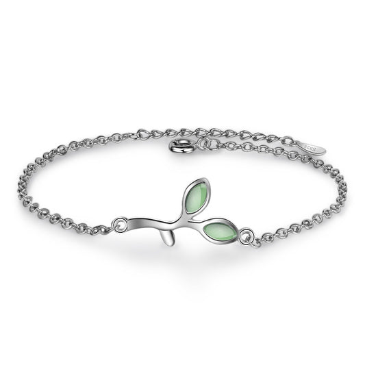 Women's Fine Leaf Opal Bud Budlet Fresh Simple Mori Bracelets