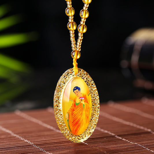 Large Colored Glaze Charm Scriptures Buddha Pendants