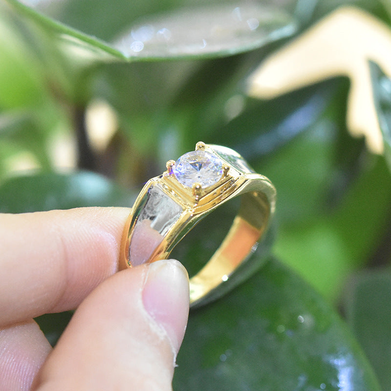 Plated Moissanite Two-tone Fashion Simple Simulation Rings