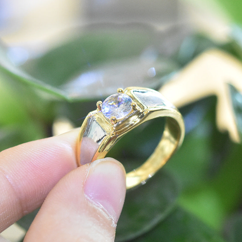 Plated Moissanite Two-tone Fashion Simple Simulation Rings
