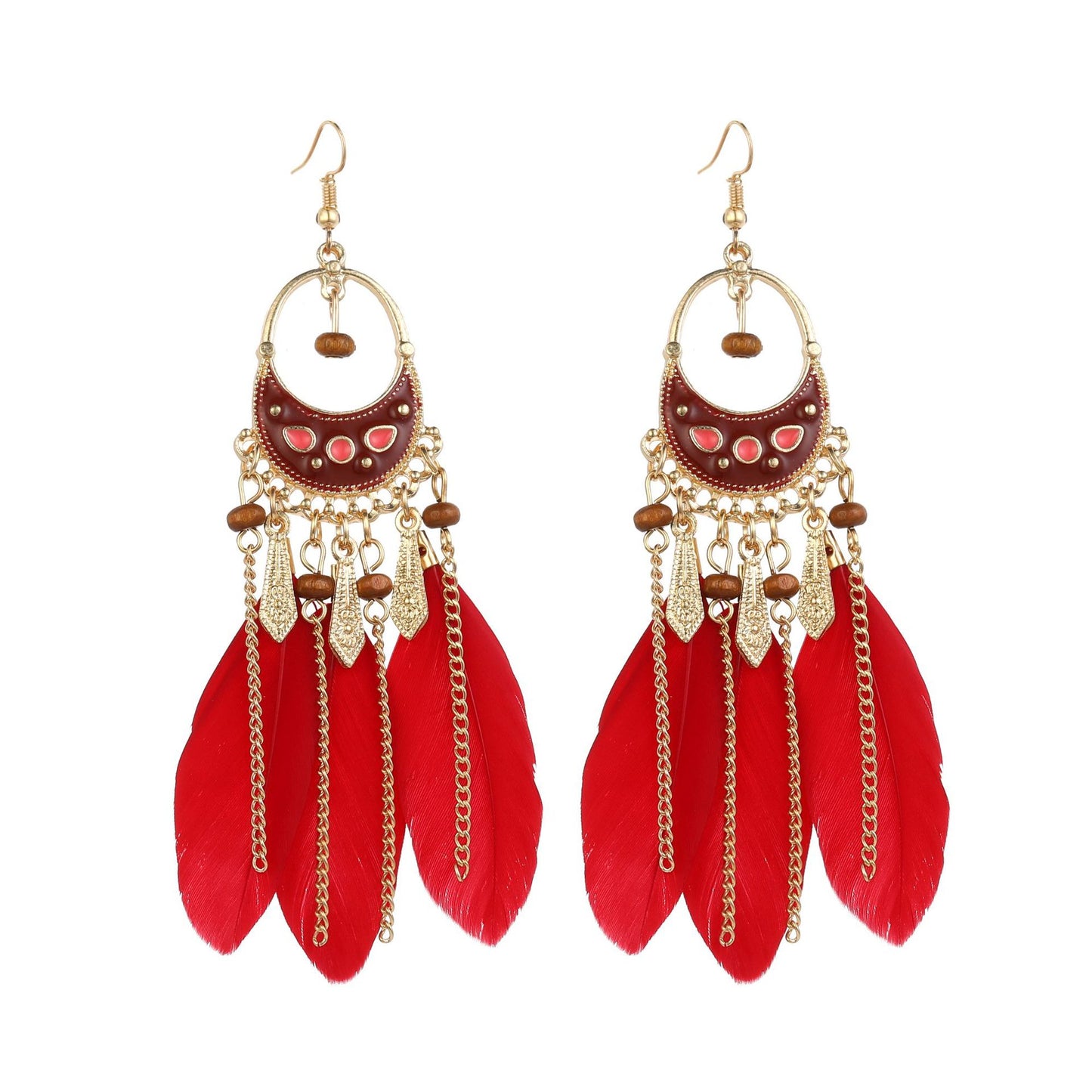 Eardrops Water Drop Feather Jewelry Retro Ethnic Style Earrings