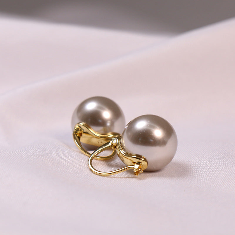 Copper Pieces Gold Plated Korean Simple Baroque Glass Pearl Earrings