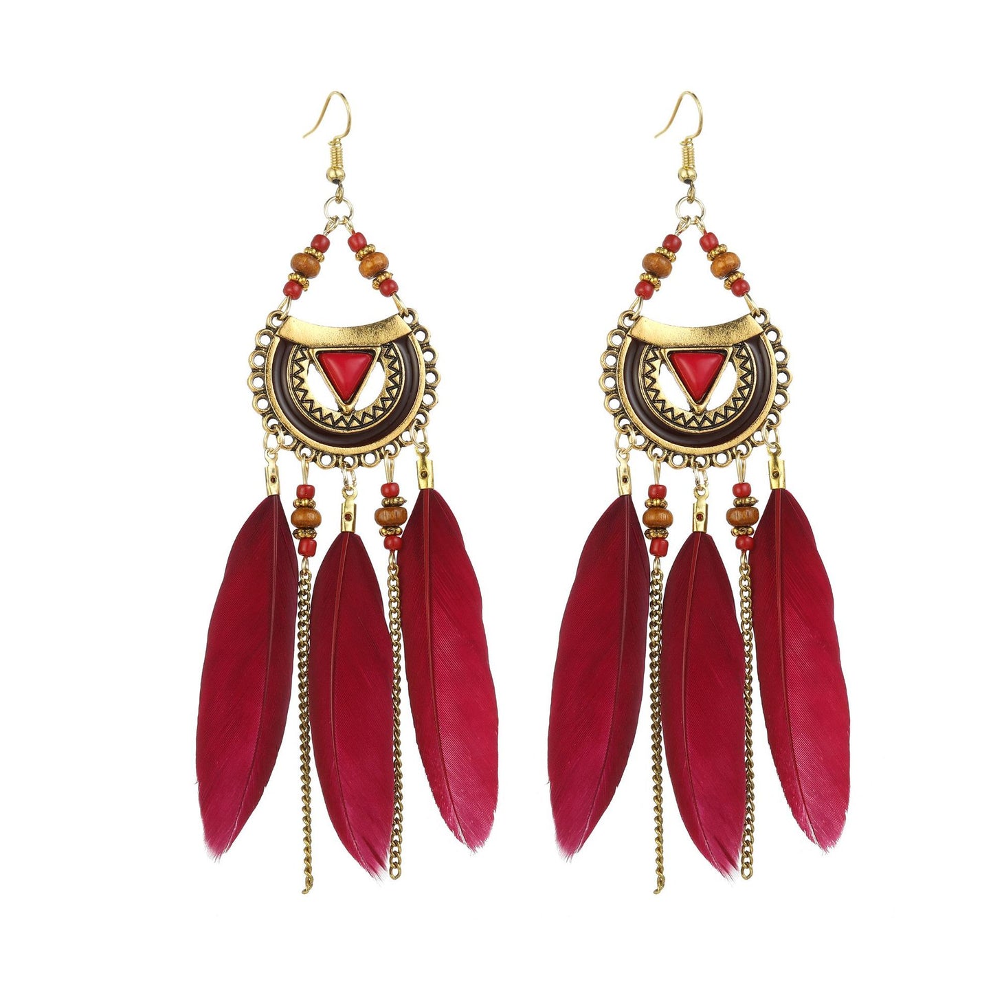 Eardrops Water Drop Feather Jewelry Retro Ethnic Style Earrings