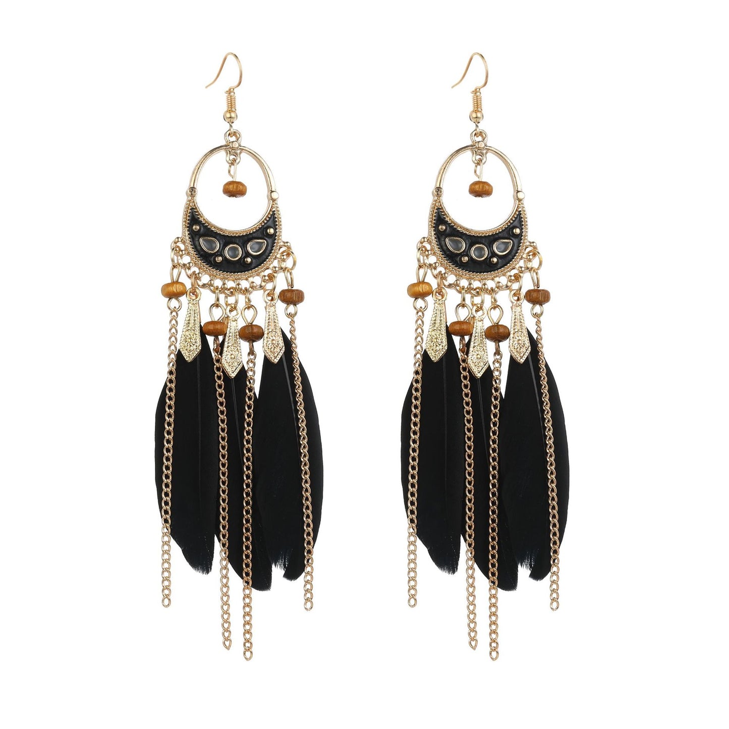 Eardrops Water Drop Feather Jewelry Retro Ethnic Style Earrings