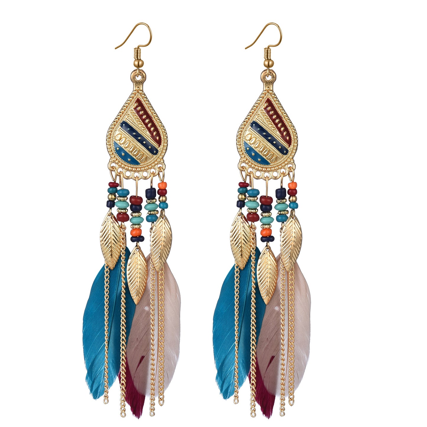 Eardrops Water Drop Feather Jewelry Retro Ethnic Style Earrings