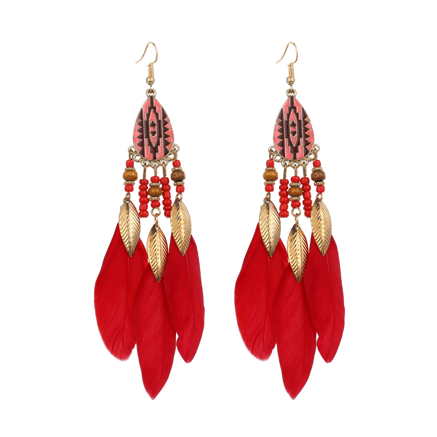 Eardrops Water Drop Feather Jewelry Retro Ethnic Style Earrings