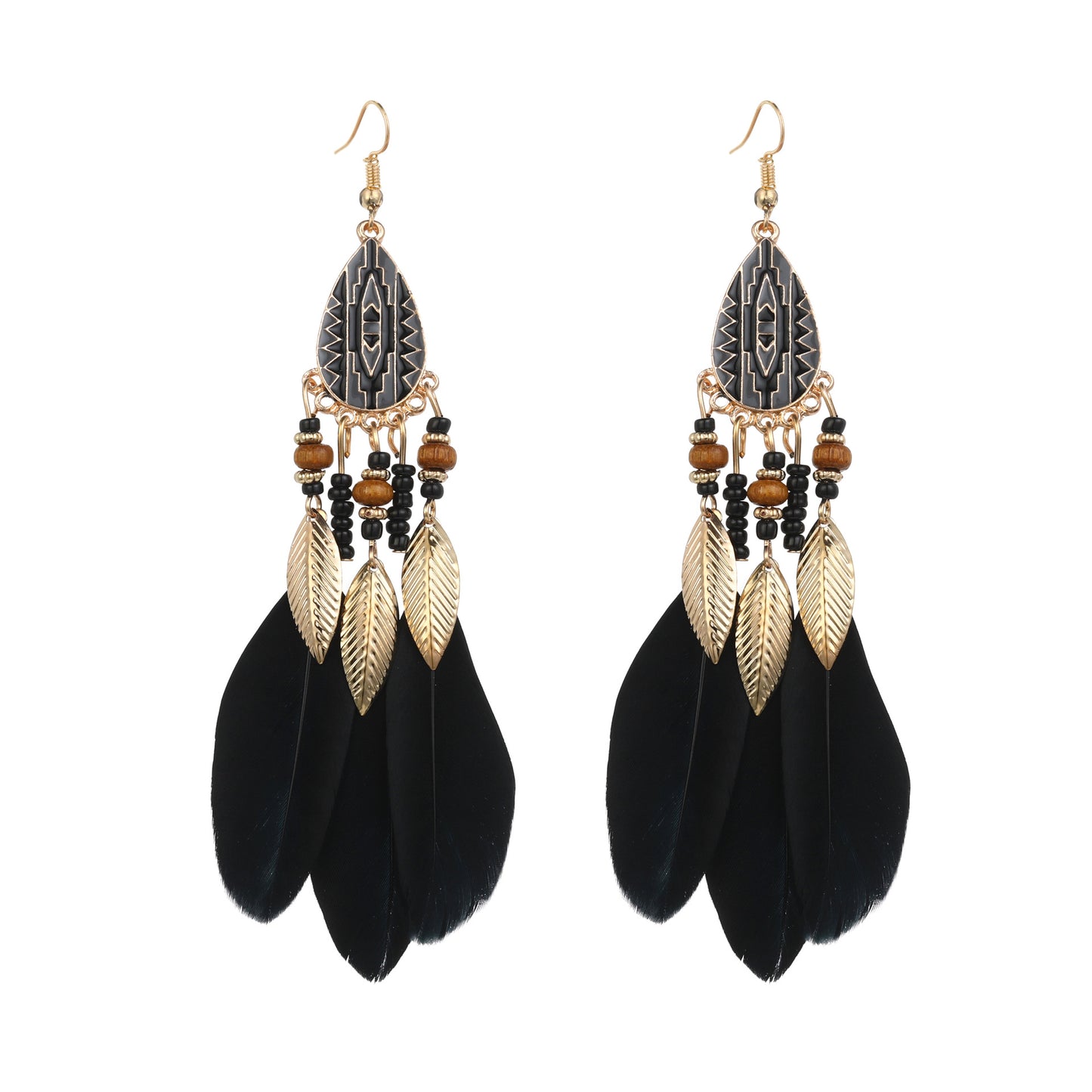 Eardrops Water Drop Feather Jewelry Retro Ethnic Style Earrings