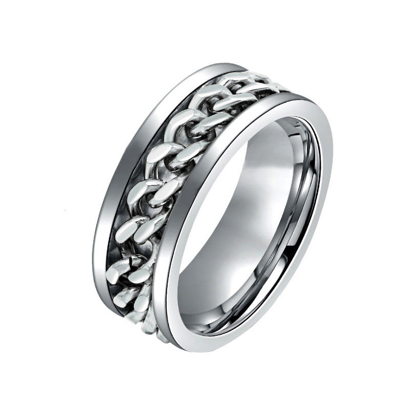 Men's Korean Titanium Steel Chain Spinning Rotatable Bottle Personalized Rings