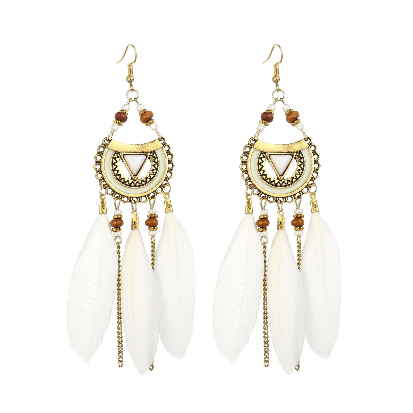 Eardrops Water Drop Feather Jewelry Retro Ethnic Style Earrings