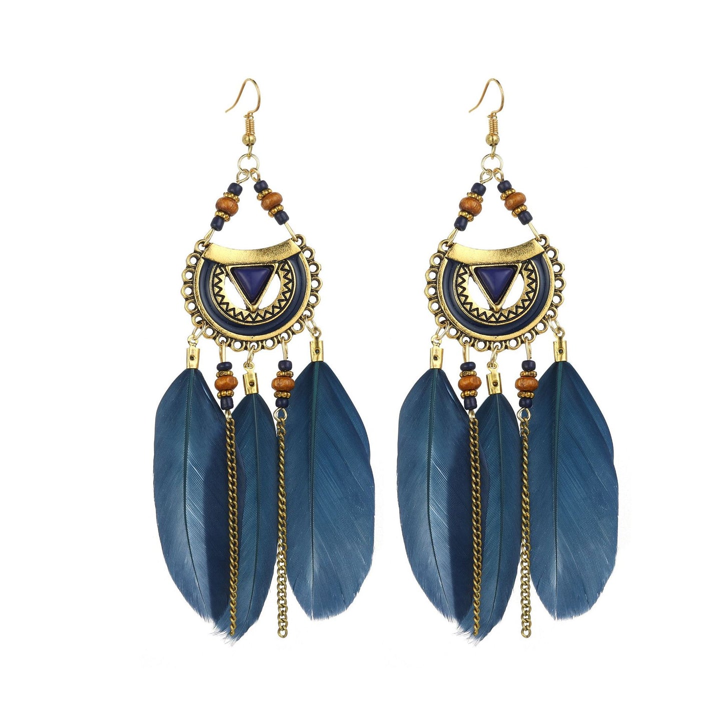 Eardrops Water Drop Feather Jewelry Retro Ethnic Style Earrings