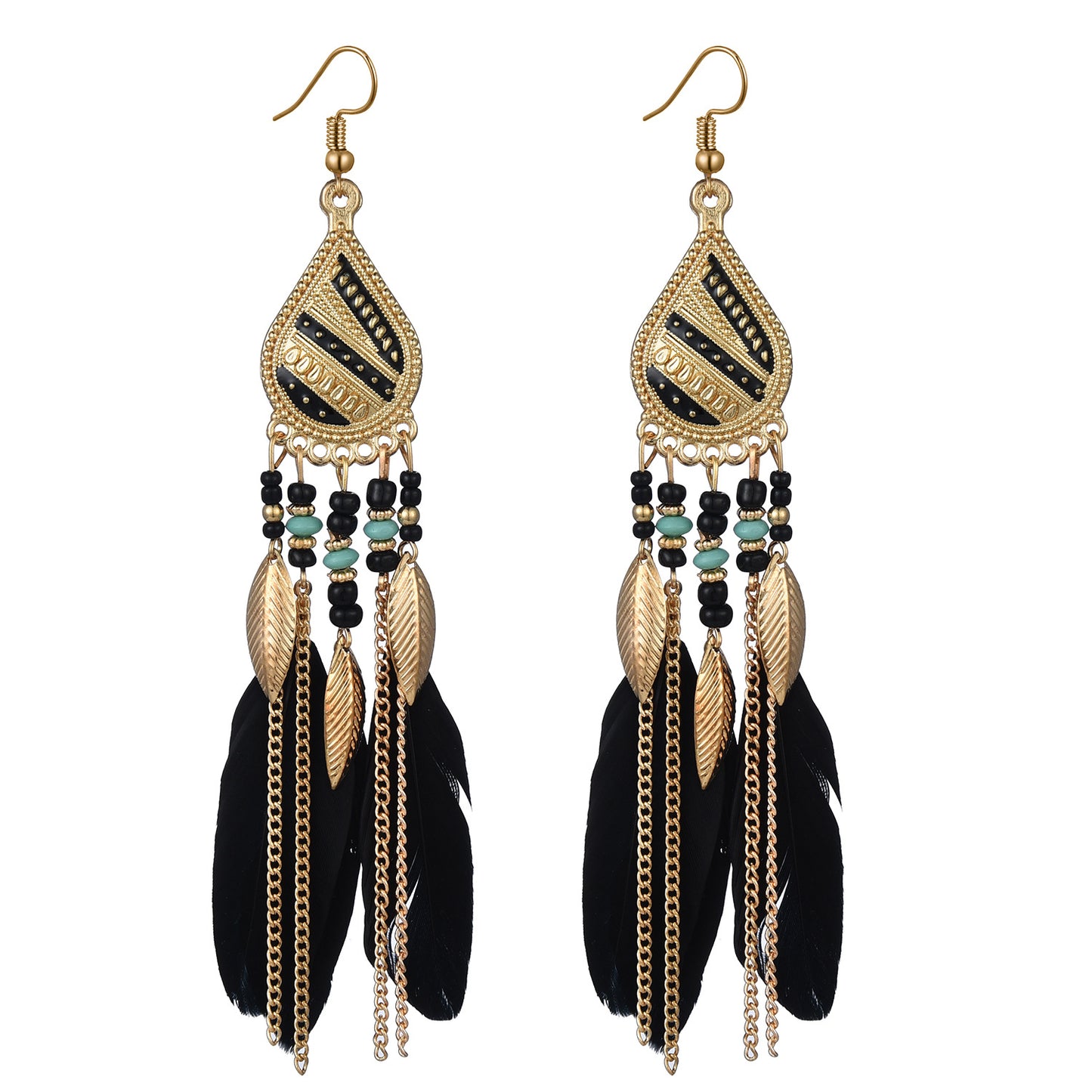 Eardrops Water Drop Feather Jewelry Retro Ethnic Style Earrings