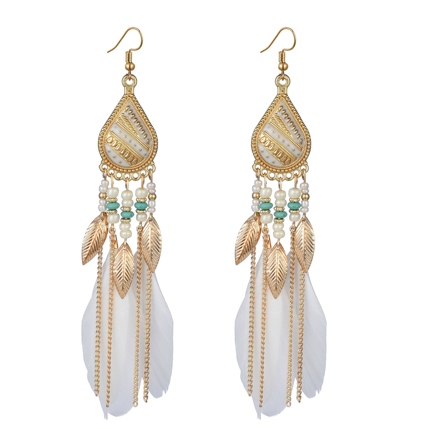 Eardrops Water Drop Feather Jewelry Retro Ethnic Style Earrings