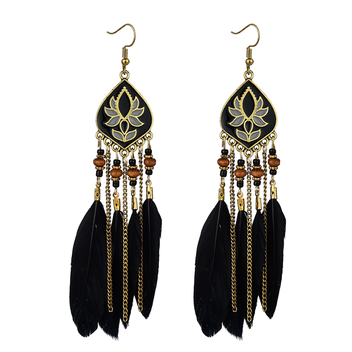 Eardrops Water Drop Feather Jewelry Retro Ethnic Style Earrings