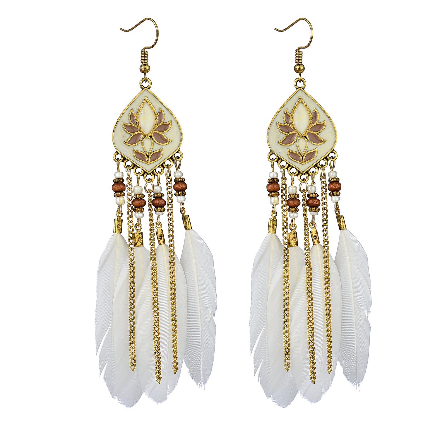 Eardrops Water Drop Feather Jewelry Retro Ethnic Style Earrings