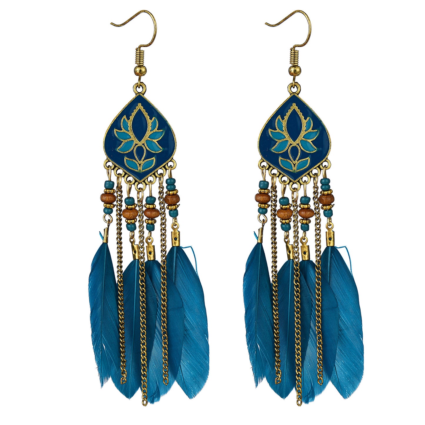 Eardrops Water Drop Feather Jewelry Retro Ethnic Style Earrings