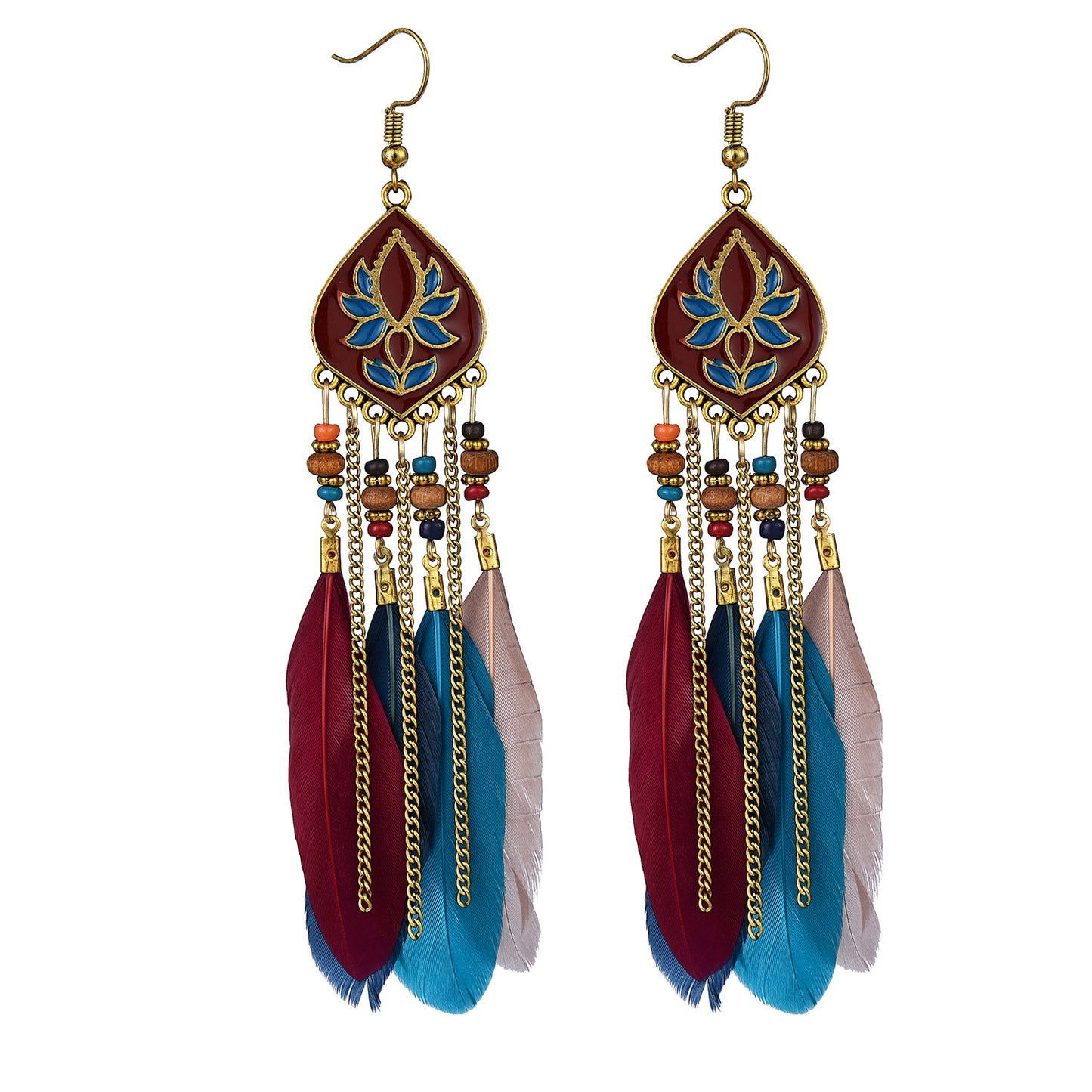 Eardrops Water Drop Feather Jewelry Retro Ethnic Style Earrings