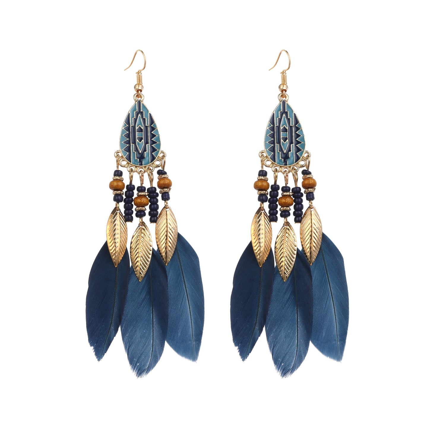 Eardrops Water Drop Feather Jewelry Retro Ethnic Style Earrings