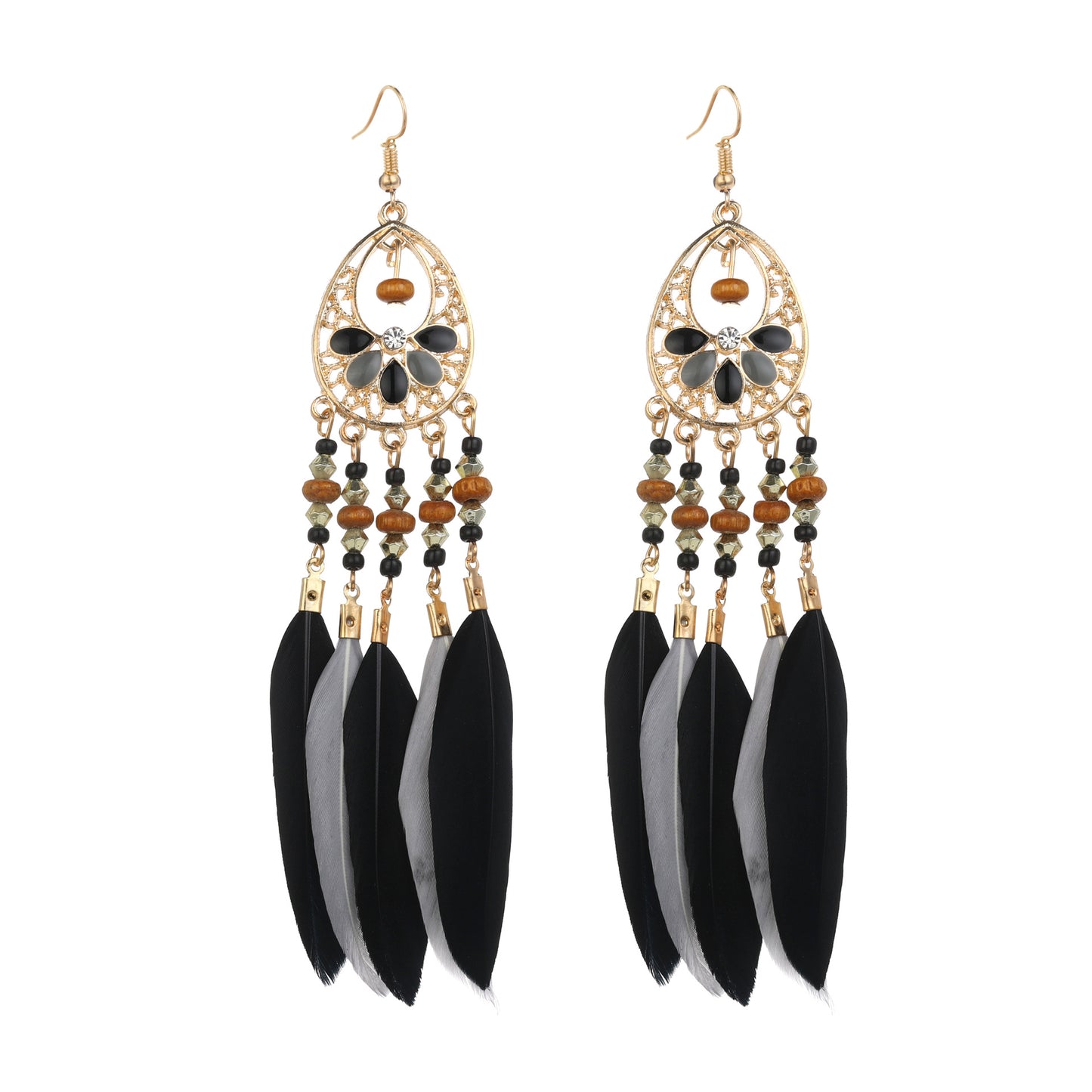 Eardrops Water Drop Feather Jewelry Retro Ethnic Style Earrings