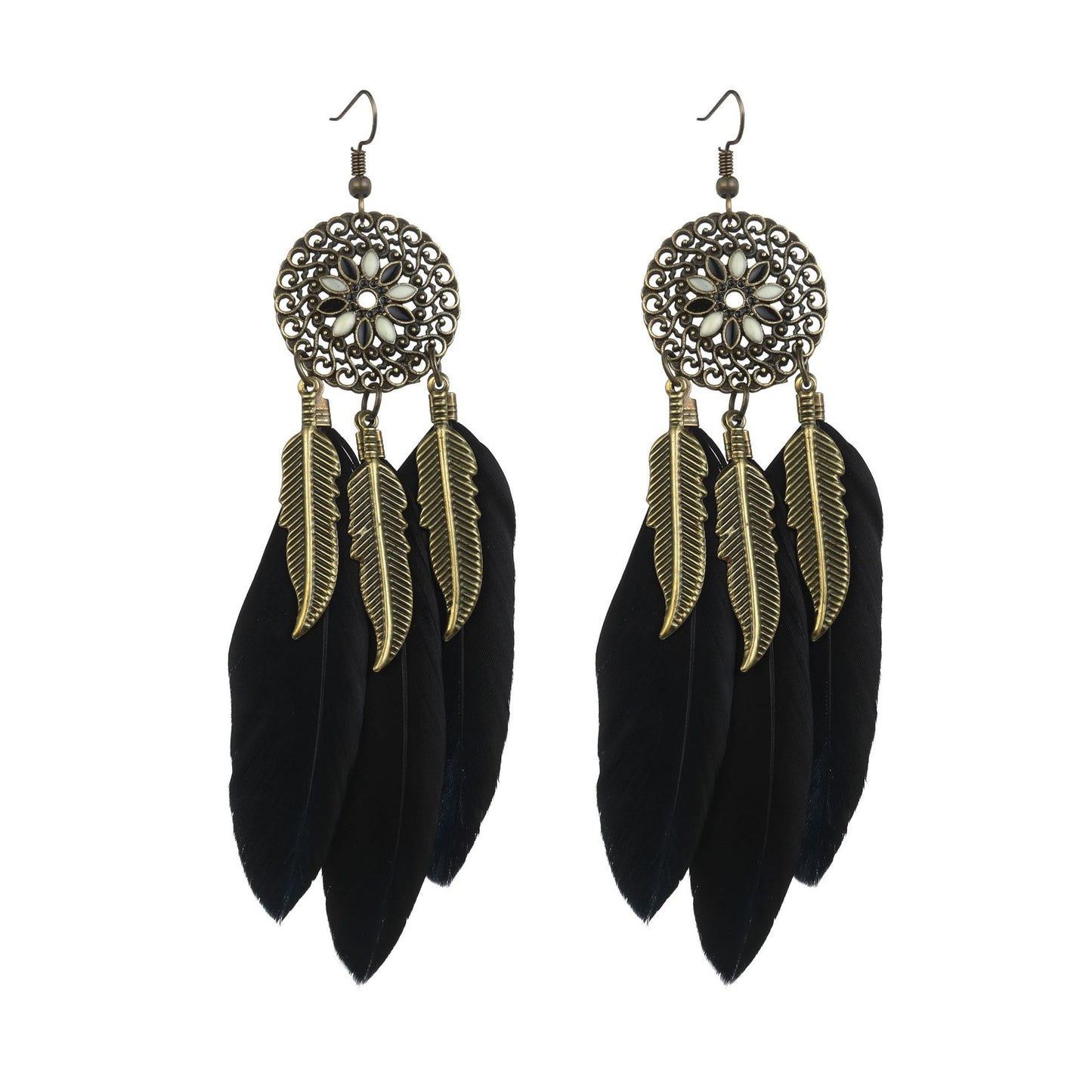 Eardrops Water Drop Feather Jewelry Retro Ethnic Style Earrings