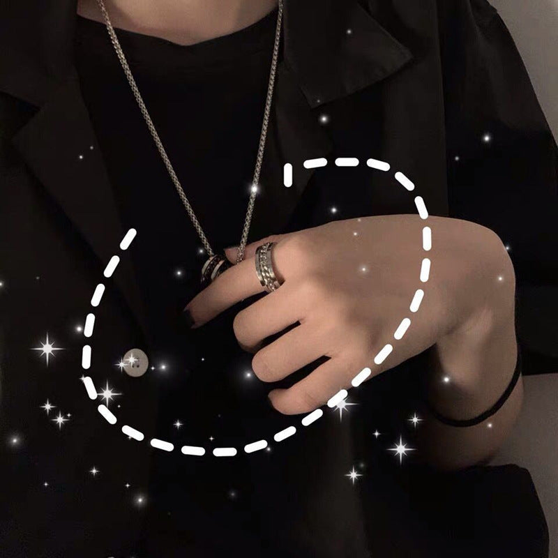 Men's Korean Titanium Steel Chain Spinning Rotatable Bottle Personalized Rings