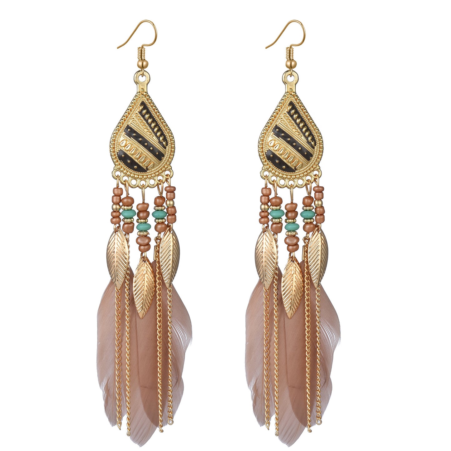 Eardrops Water Drop Feather Jewelry Retro Ethnic Style Earrings