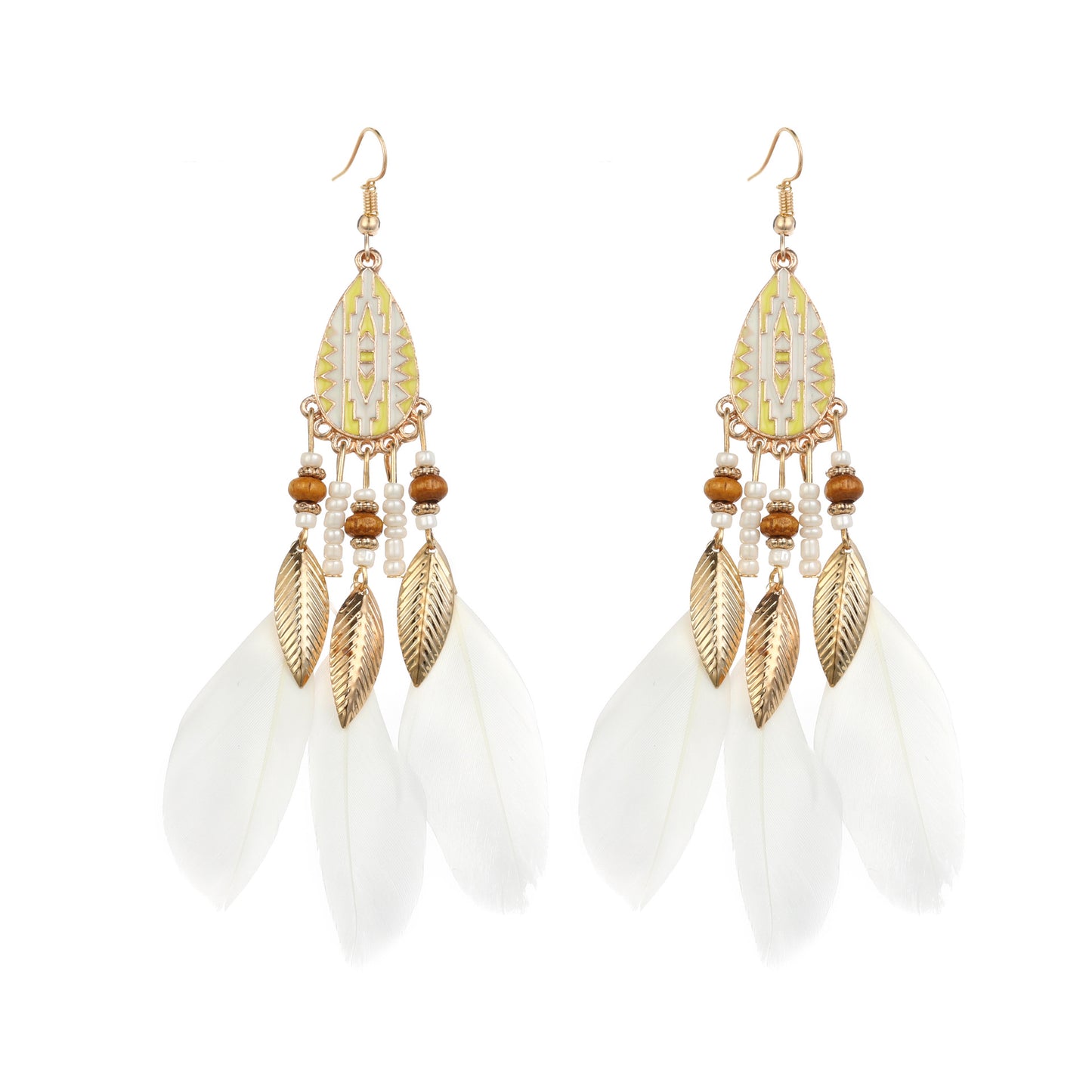 Eardrops Water Drop Feather Jewelry Retro Ethnic Style Earrings