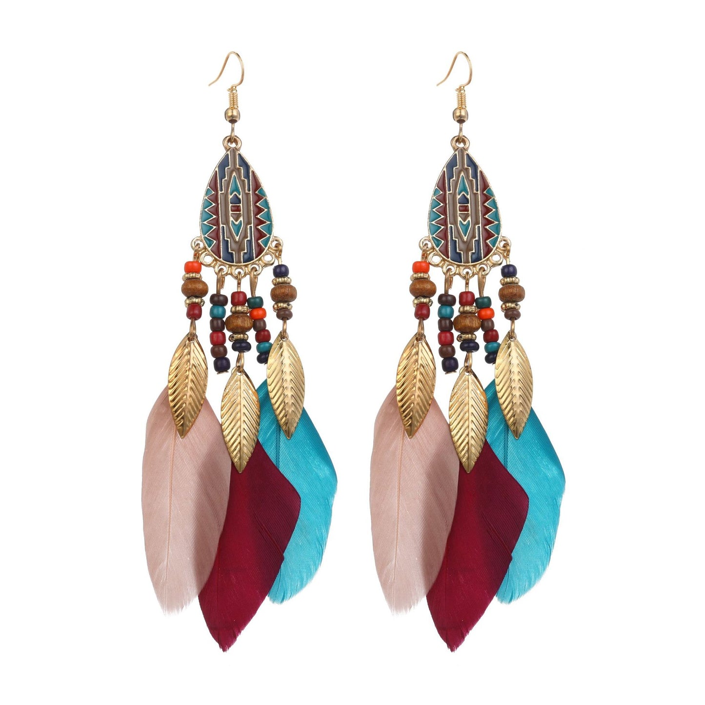 Eardrops Water Drop Feather Jewelry Retro Ethnic Style Earrings