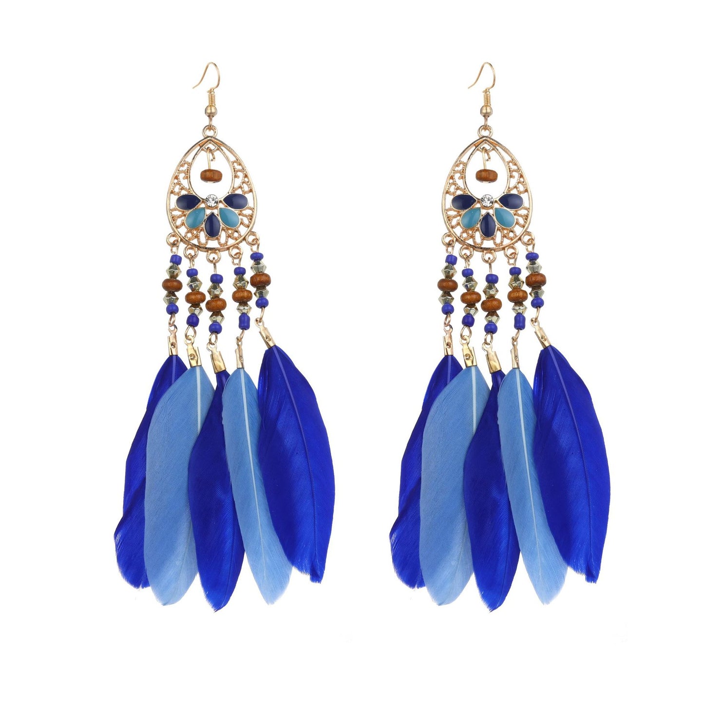 Eardrops Water Drop Feather Jewelry Retro Ethnic Style Earrings