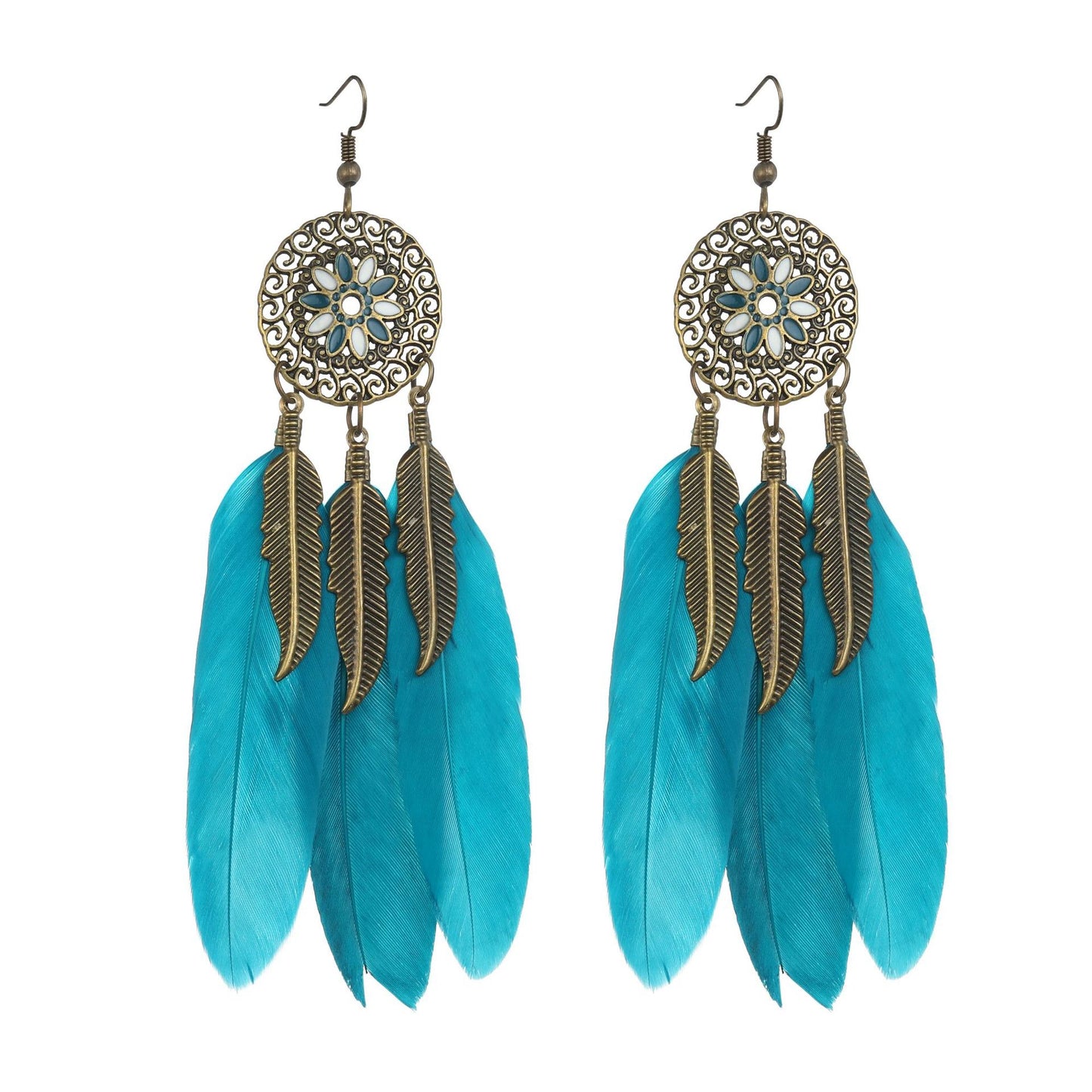 Eardrops Water Drop Feather Jewelry Retro Ethnic Style Earrings