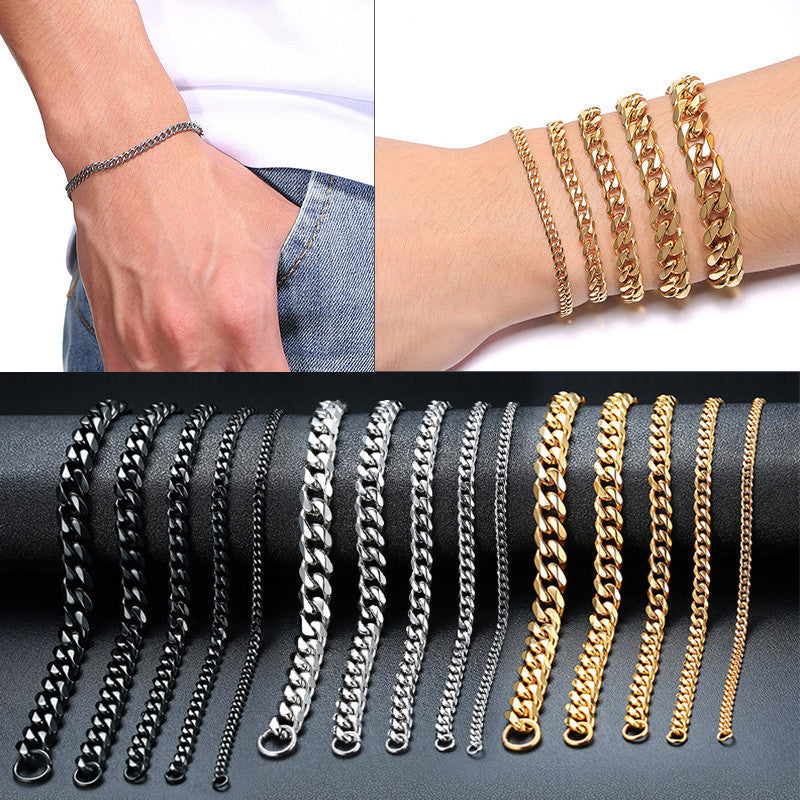 Men's Steel Gold-plated Gold Cuban Link Chain Bracelets