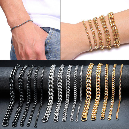 Men's Steel Gold-plated Gold Cuban Link Chain Bracelets
