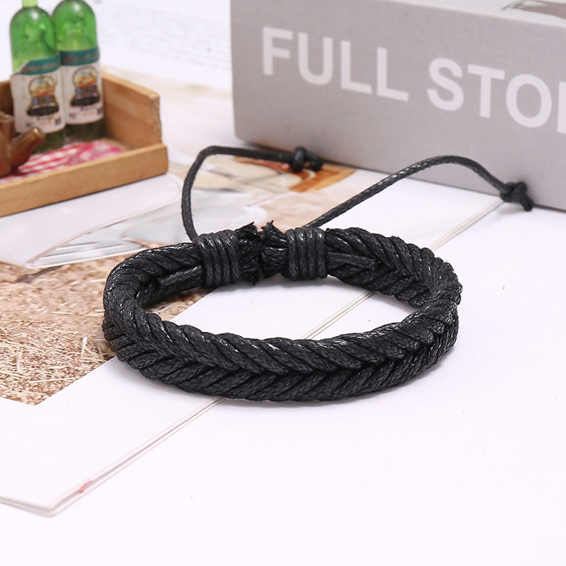 Hand-woven Wax Line Vintage Simple Couple Bracelets