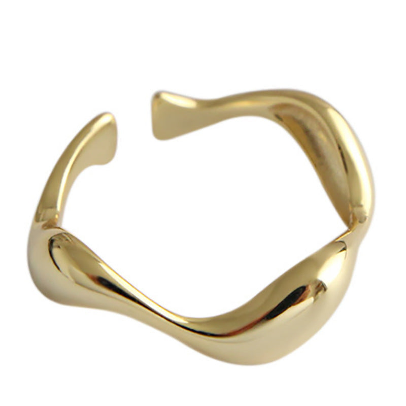 Women's Irregular Wave Pattern Smooth Opening Gold Rings