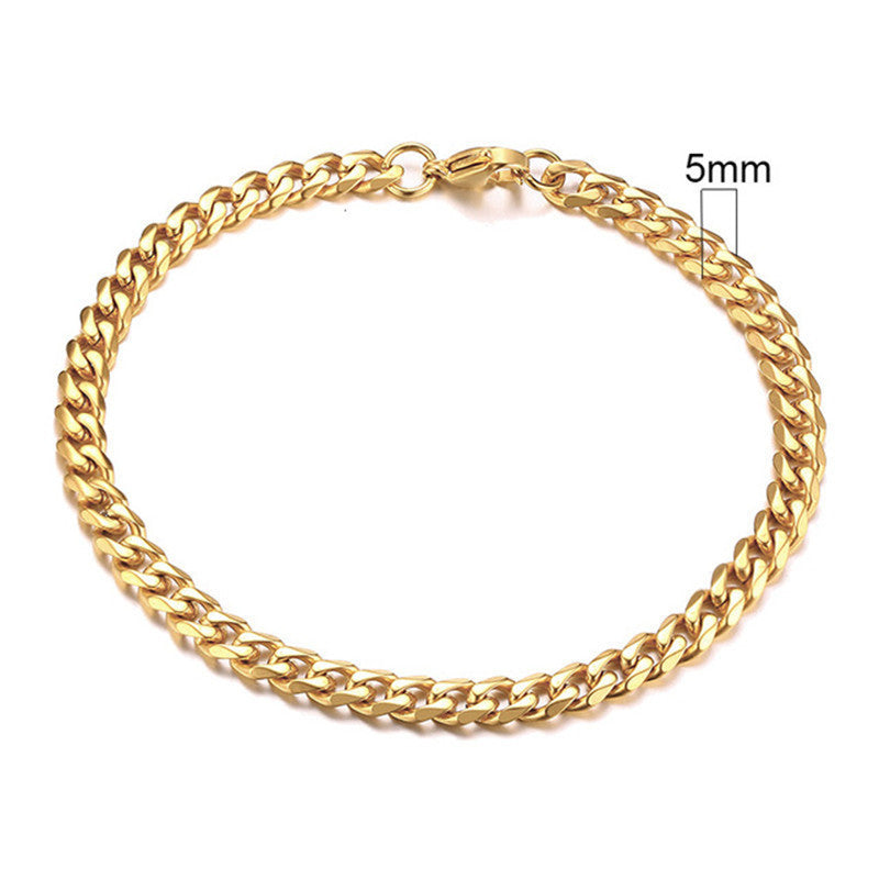 Men's Steel Gold-plated Gold Cuban Link Chain Bracelets
