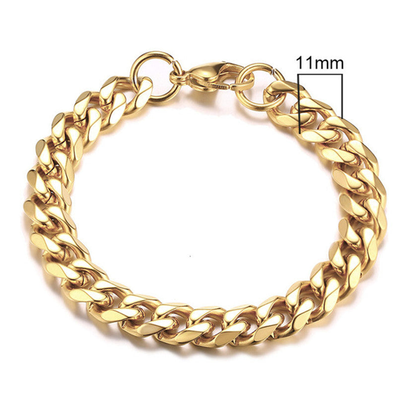 Men's Steel Gold-plated Gold Cuban Link Chain Bracelets