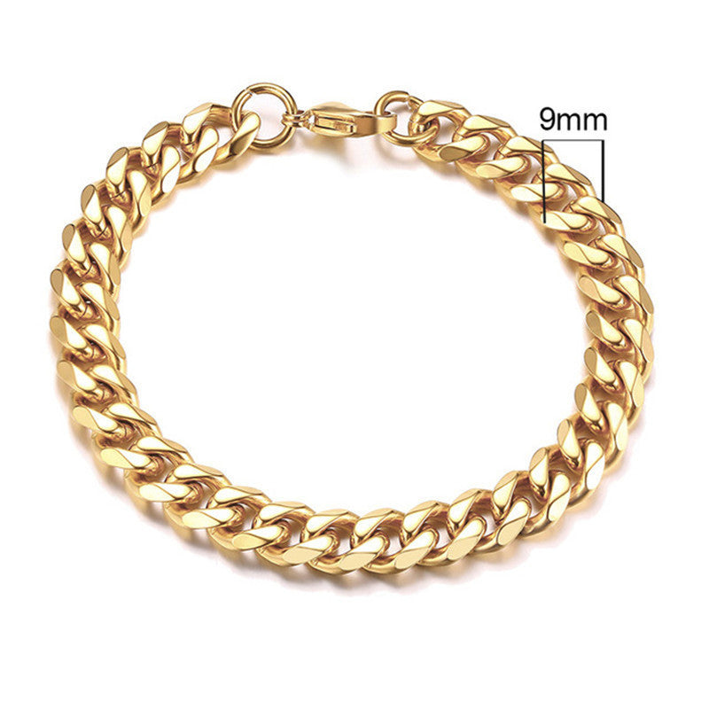 Men's Steel Gold-plated Gold Cuban Link Chain Bracelets