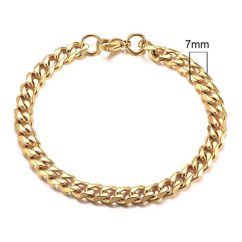 Men's Steel Gold-plated Gold Cuban Link Chain Bracelets