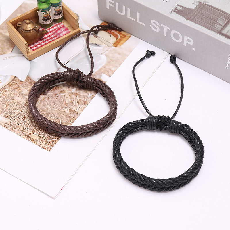 Hand-woven Wax Line Vintage Simple Couple Bracelets