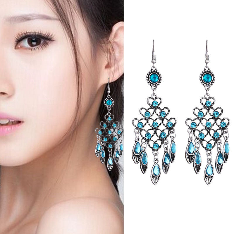 Women's Retro Chinese Style Multilayer Diamond Temperamental Earrings