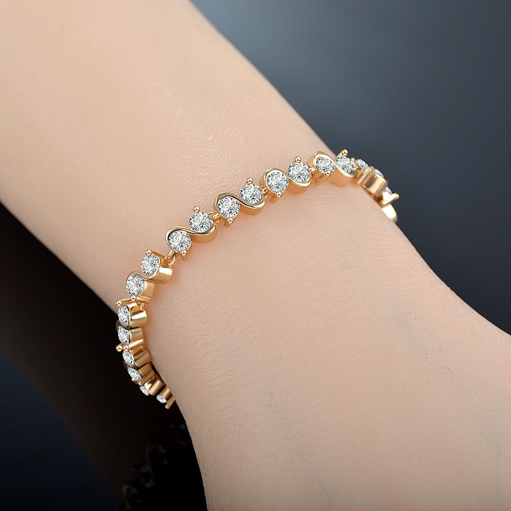 Roman Shape Full Diamond Female Personality Bracelets