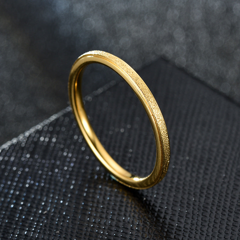 Women's Very Simple Fine Frosted Female Couple Ring