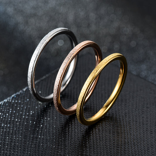 Women's Very Simple Fine Frosted Female Couple Ring