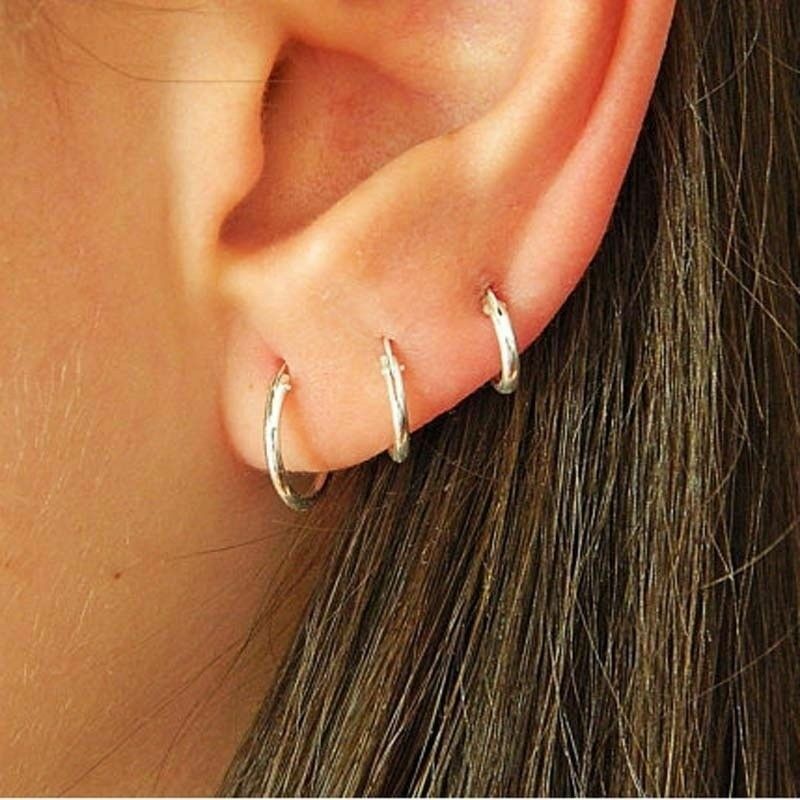 Three Pairs Of Punk Circle Delicate Earrings