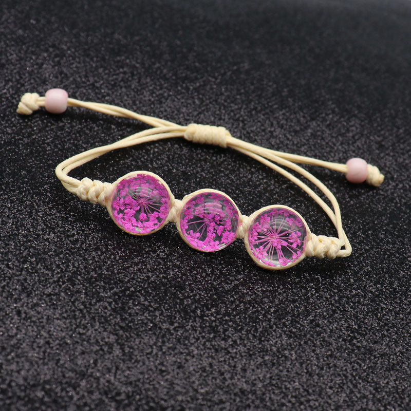 Dried Flower Glass Real Specimen Luck Couple Girlfriends Gift Bracelets