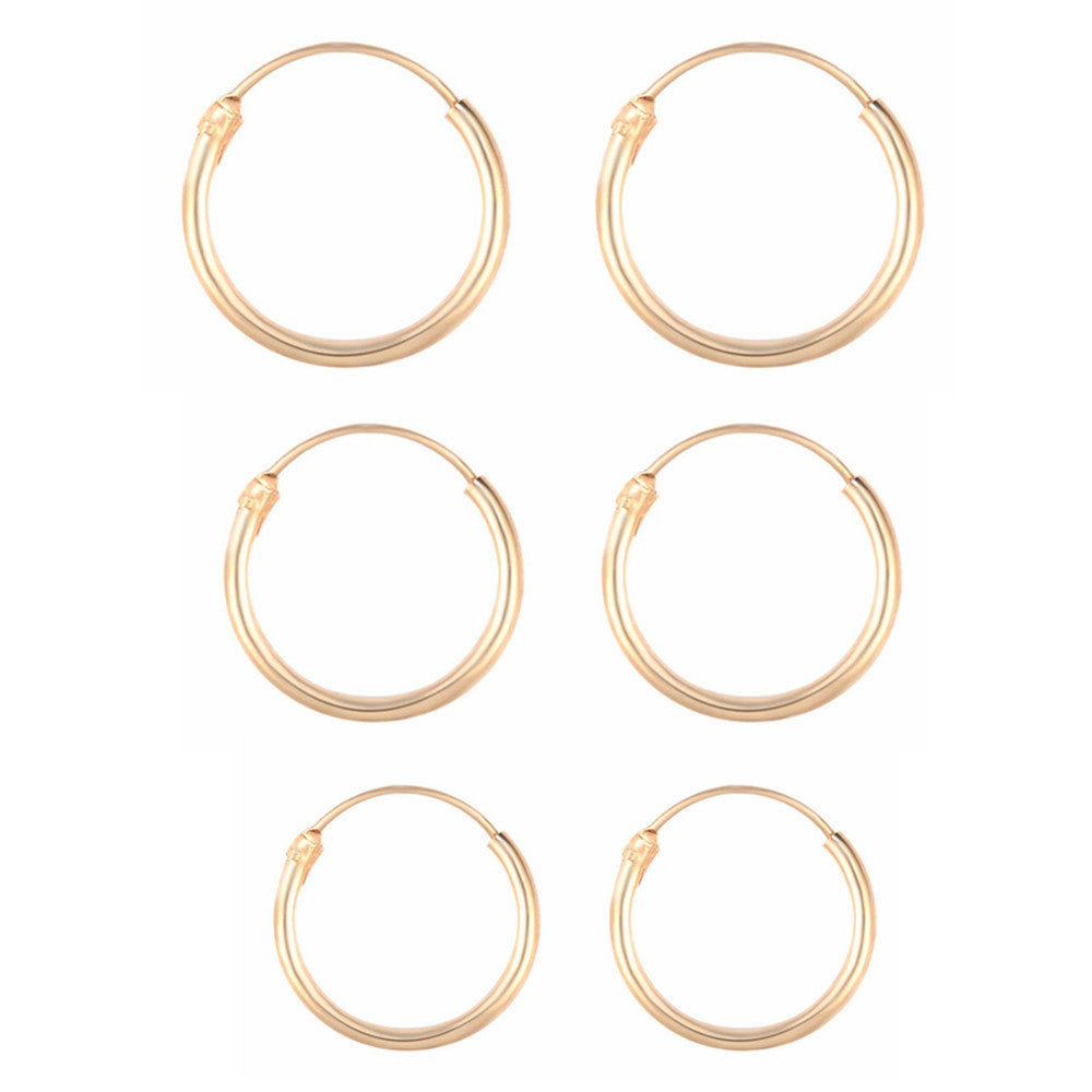 Three Pairs Of Punk Circle Delicate Earrings